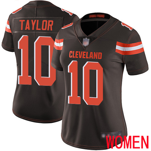 Cleveland Browns Taywan Taylor Women Brown Limited Jersey 10 NFL Football Home Vapor Untouchable